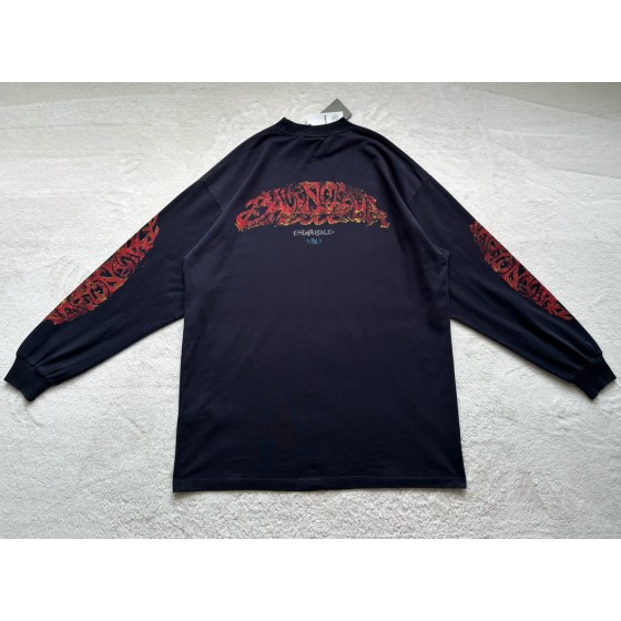 Balenciaga flame floral print round neck long sleeves