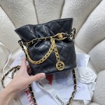 CHANEL Sheepskin Gold Chain Small Bucket Bag 4002
