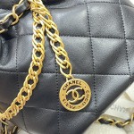 CHANEL Sheepskin Gold Chain Small Bucket Bag 4002