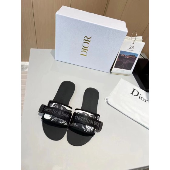Dior webbing and woolen fitting slippers