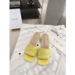 Dior silk style vintage embroidered leather sole slippers