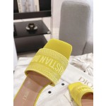 Dior silk style vintage embroidered leather sole slippers