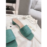 Dior silk style vintage embroidered leather sole slippers