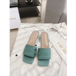 Dior silk style vintage embroidered leather sole slippers