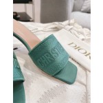 Dior silk style vintage embroidered leather sole slippers