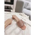Dior silk style vintage embroidered leather sole slippers