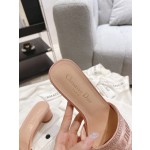 Dior silk style vintage embroidered leather sole slippers