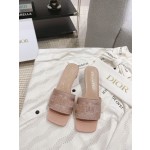 Dior silk style vintage embroidered leather sole slippers