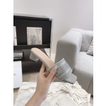 Dior silk style vintage embroidered leather sole slippers