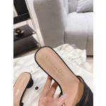 Dior silk style vintage embroidered leather sole slippers