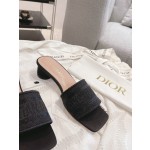 Dior silk style vintage embroidered leather sole slippers