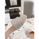 Dior silk style vintage embroidered leather sole slippers