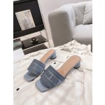 Dior silk style vintage embroidered leather sole slippers