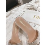 Dior silk style vintage embroidered leather sole slippers