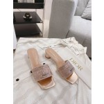 Dior silk style vintage embroidered leather sole slippers