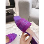 Dior silk style vintage embroidered leather sole slippers