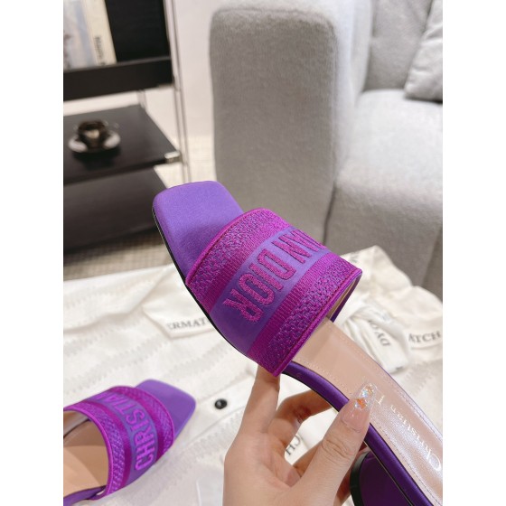 Dior silk style vintage embroidered leather sole slippers