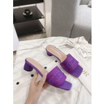 Dior silk style vintage embroidered leather sole slippers