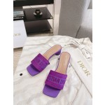 Dior silk style vintage embroidered leather sole slippers