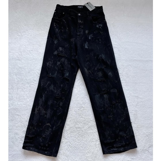 Balenciaga Mud Dyed Damaged Jeans