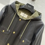 CHANEL hooded leather casual coat