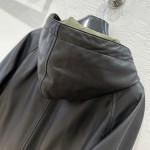 CHANEL hooded leather casual coat