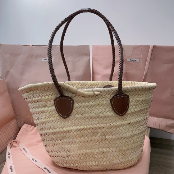 MIU MIU Pukui Bag Grass Woven Vegetable Basket 5BG206