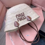 MIU MIU Pukui Bag Grass Woven Vegetable Basket 5BG206