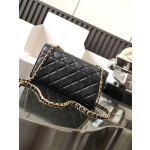 CHANEL 23a Black Gold Diamond Lion Phone Bag Model Number: 3426