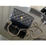 CHANEL 23a Black Gold Diamond Lion Phone Bag Model Number: 3426