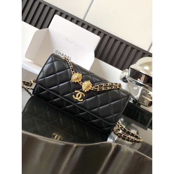 CHANEL 23a Black Gold Diamond Lion Phone Bag Model Number: 3426
