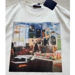 Louis Vuitton Bedroom Printed Round Neck Short Sleeve