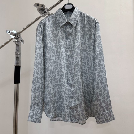 Dior Old Flower Full Screen Jacquard Long Sleeve Satin Shirt