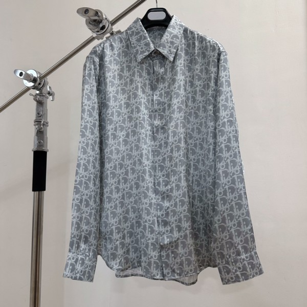 Dior Old Flower Full Screen Jacquard Long Sleeve Satin Shirt