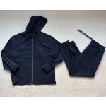 Prada stretch cotton contrasting open seam sports hooded casual suit pants