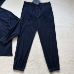 Prada stretch cotton contrasting open seam sports hooded casual suit pants