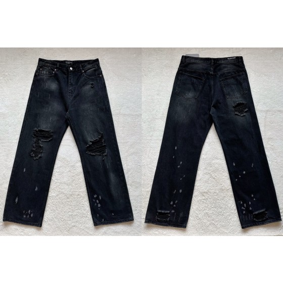 Balenciaga Mud Dyed Damaged Jeans