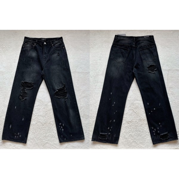 Balenciaga Mud Dyed Damaged Jeans