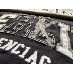 Balenciaga Black and White Letter Embroidered Round Neck Short Sleeve