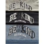 Balenciaga Black and White Letter Embroidered Round Neck Short Sleeve