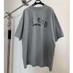 Balenciaga Black and White Letter Embroidered Round Neck Short Sleeve