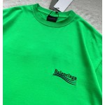 Balenciaga Fluorescent Green Coca Cola Embroidered Round Neck Short Sleeve