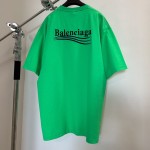 Balenciaga Fluorescent Green Coca Cola Embroidered Round Neck Short Sleeve
