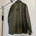 Louis Vuitton Army Green Old Flower Flocking Jacket Shirt