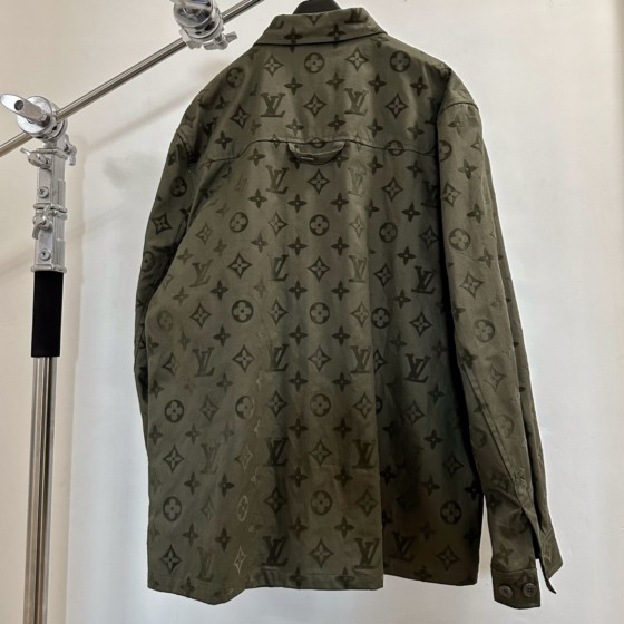 Louis Vuitton Army Green Old Flower Flocking Jacket Shirt