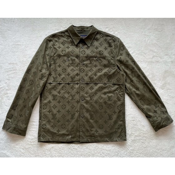 Louis Vuitton Army Green Old Flower Flocking Jacket Shirt