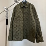 Louis Vuitton Army Green Old Flower Flocking Jacket Shirt