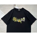 Dior Heavy Industry Floral Embroidery Round Neck Short Sleeve