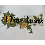 Dior Heavy Industry Floral Embroidery Round Neck Short Sleeve