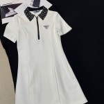 Satin twill inlaid triangle decoration V-neck sleeveless vest umbrella skirt